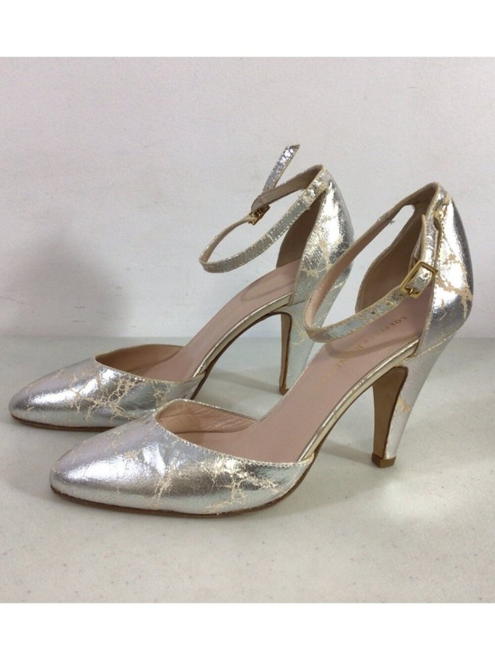 Loeffler Randall Silver Mary Jane Heels Made in Italy Womens 7 B
